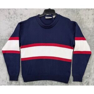 VTG Britches Great Outdoors Men's Sweater XL Red/White/Blue Striped Cotton‎ Knit